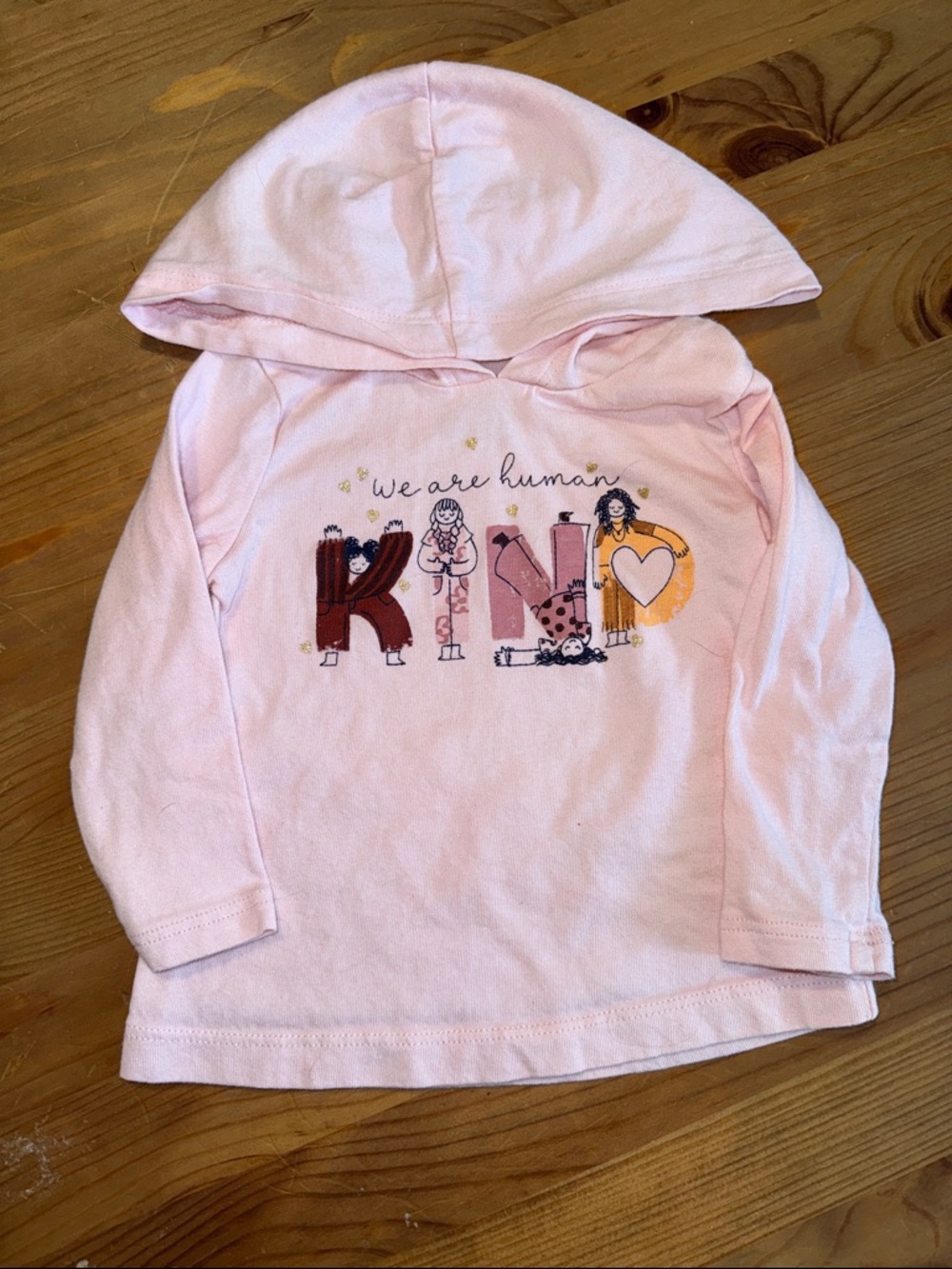 Carter's Light Pink Hooded Long-Sleeve Top with 'KIND' Graphic